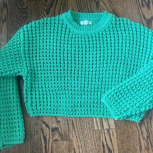 Dance & Marvel kelly Green cable knit cropped Sweater S